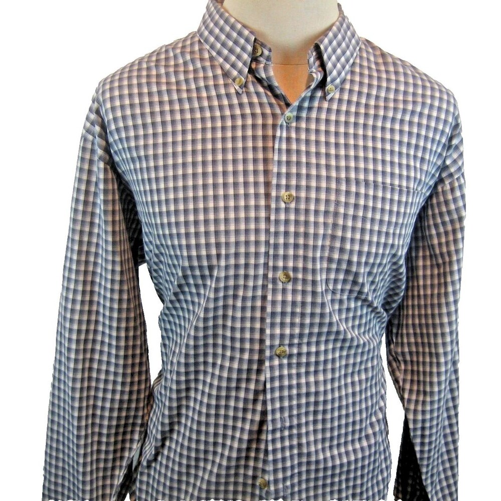 Mens Arrow Plaid Wrinkle Free LS Cotton Blend Casual Shirt sz XL